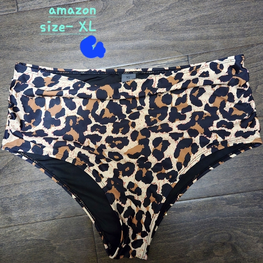 Leopard Print High-Waisted Bikini Bottoms
